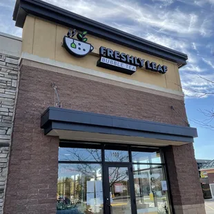 Outside - has large free shared parking lot