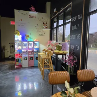 More seating area and crane machines