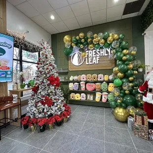 a christmas tree and decorations
