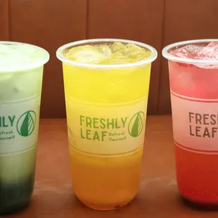 three cold drinks