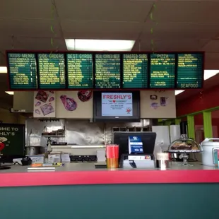 Looking at the menu front counter.