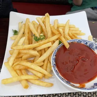 French fries with ketchup