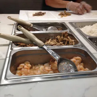 Protein fillings ready to be scooped