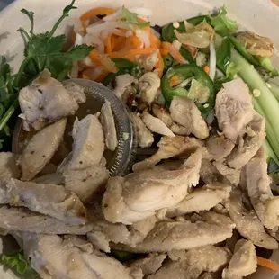 Dry chicken noodle bowl