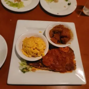Mrs. Freshwater's Blackened Salmon Dinner with Red Creole sauce and Mac &amp; Cheese and Candied Yams!