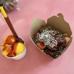 Mangonada and fresh made churros with Nutella &amp; strawberries.