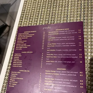Drunk and dessert menu