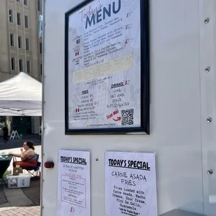 Food truck menu