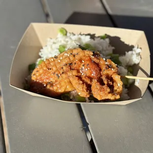 Crispy honey chicken skewer