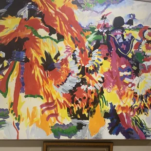 Displays of art in the hallways.