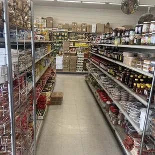 Spice aisle. Grains in the background