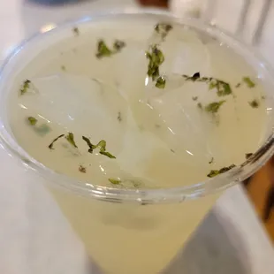 Homemade Lemonade with Fresh Mint Ice Cubes