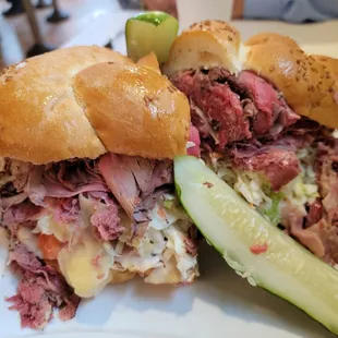 Our Famous Fresser 2.5 pounds Corned Beef, Pastrami,  Roast Beef, Turkey,  Swiss Cheese, onions, horseradish sauce. AWESOME,