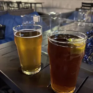 two glasses of beer