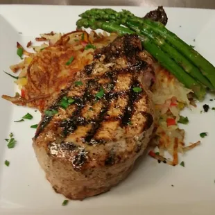 French cut pork chop with Dave's hash browns