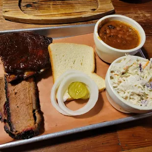 Two meat plate with brisket and ribs