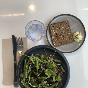 Asparagus salad, half order of rye bread.