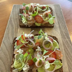 Avocado toast on house made vegan rye bread!