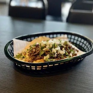 Queso Taco with carne asada