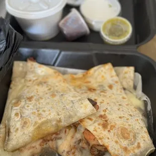 Quesadilla steak and shrimp