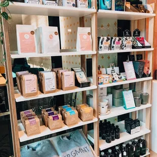 Coffee + merch selection