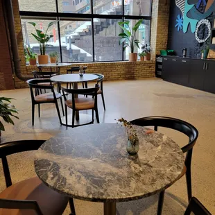 Near the cash register, and counter...additional seating