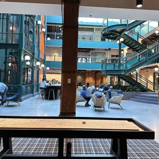 a pool table in the lobby
