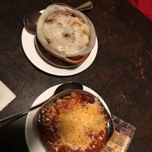 French Onion Soup and Chili.