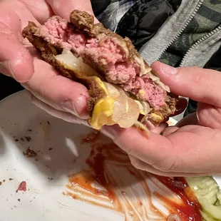 Medium rare burger