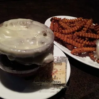 Crock of French Onion with Cheese