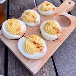 Deviled eggs on the menu! Super creamy