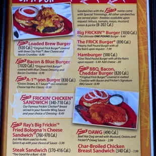 a menu for a fast food restaurant