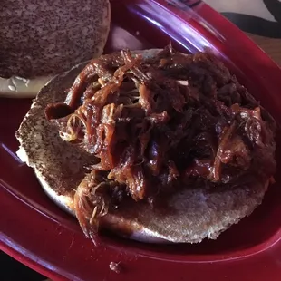 Fricker's pulled pork doesn't fill bun!