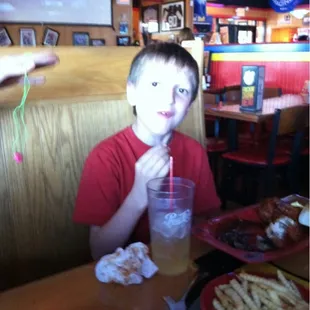Nick eating at his FAV Wing Rest