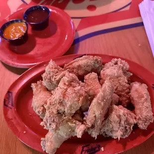 Wings with way too much breading.