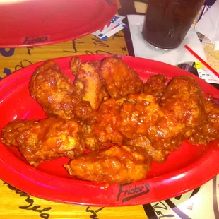 BBQ chicken wings with camera flash