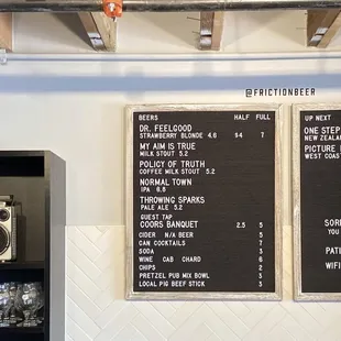 menus on the wall
