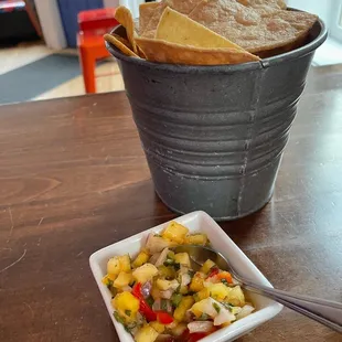 Chips and pineapple salsa