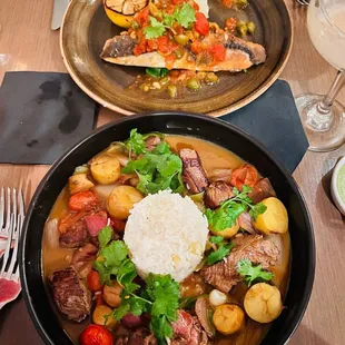 Lomo Salteado and Fish