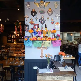 a mexican restaurant decorated with mexican decorations