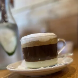 a cup of coffee on a saucer