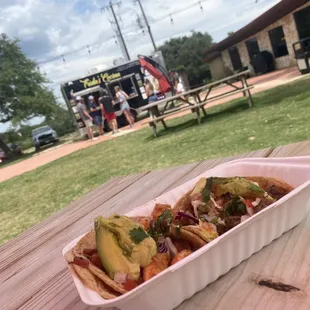Spicy shrimp&amp;Skirt Steak  Both were delicious, especially with their homemade salsas! It's a mist try when you're in the area :)