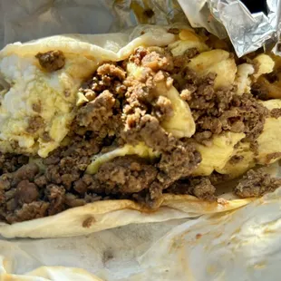 The chorizo and egg breakfast taco (no beans) was super good today! Wow!!