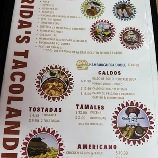 Menu as of 11/2024
