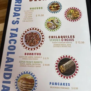 Menu as of 11/2024