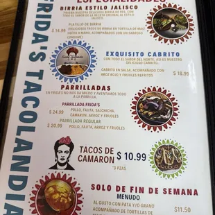 Menu as of 11/2024