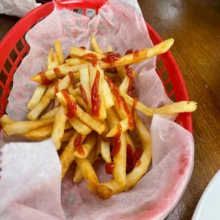 Small portion of fries and very dry