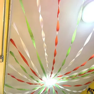 the ceiling of a bedroom