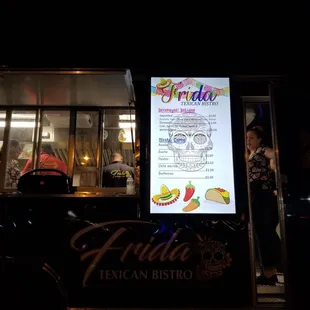 a food truck at night