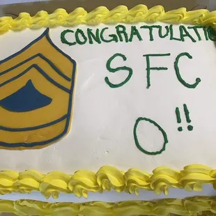 Sloppy Promotion cake with miss spelled words